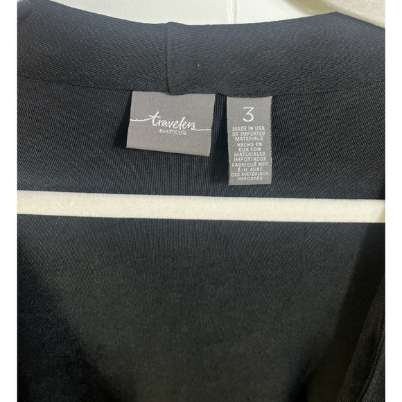 Chicos Travelers Open Front Cardigan Slinky Knit Ruched Size 3/XL Black USA - Picture 6 of 10